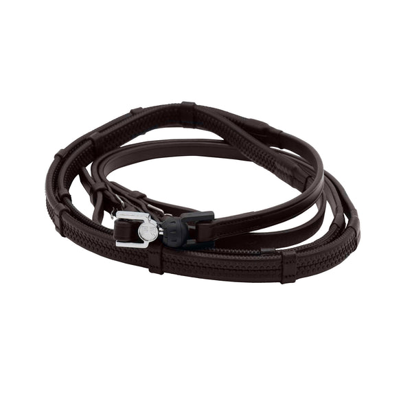 FR Vincitore Equestrian Libre Rubber Grip Reins - Havana