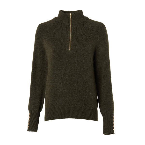 Holland Cooper Tori Quarter Zip Knit - Forest Green
