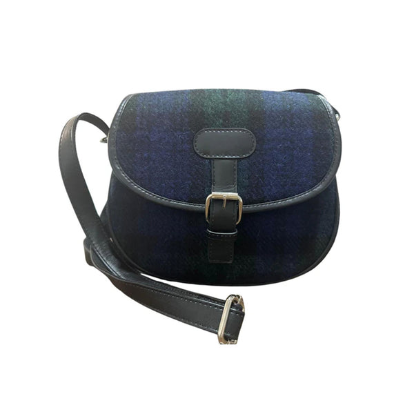 Heather Rowan Harris Tweed Saddle Bag - Blackwatch