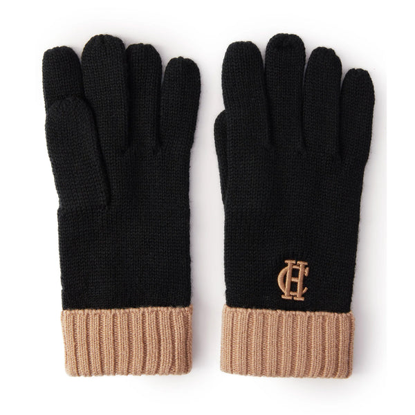 Holland Cooper Chelsea Logo Knitted Gloves - Tan/Black