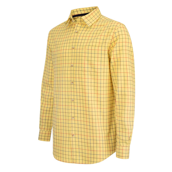 Hoggs of Fife Mens Governor Premier Tattersall Shirt - Gold Check