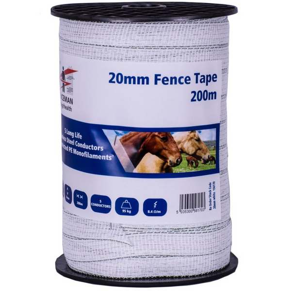 Fenceman Tape 20mm White 200m