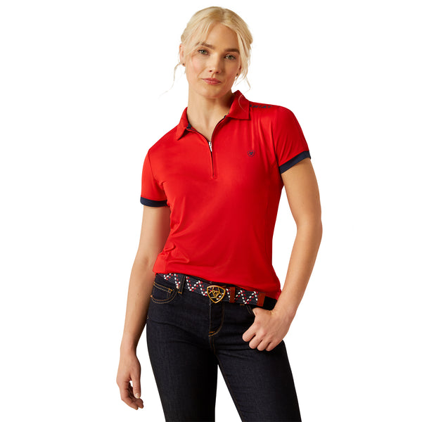 Ariat Ladies Bandera Team 1/4 Zip Polo - Weg Red