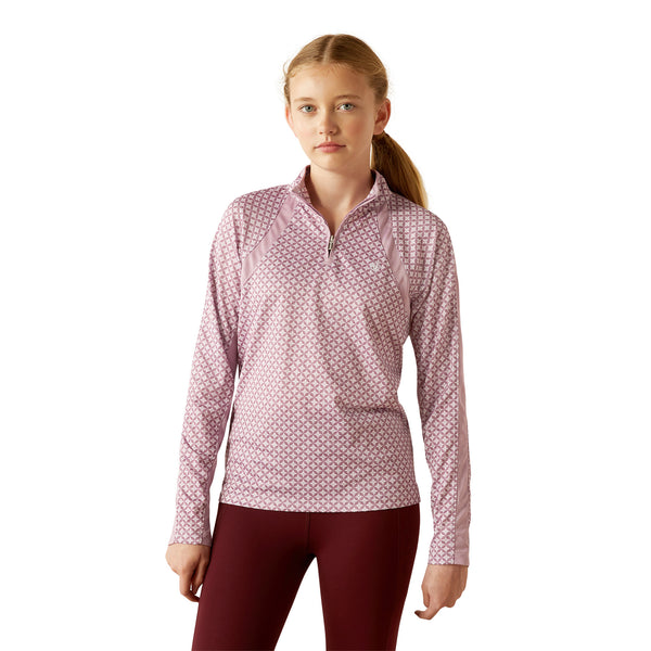 Ariat Youth Sunstopper 3.0 1/4 Zip Baselayer - Lavender Mist Tile