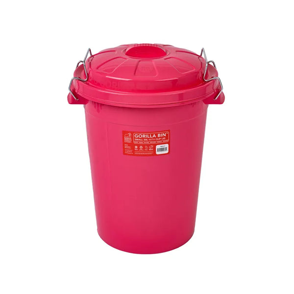 Red Gorilla Bin With Clip Lid 30 Litre - Pink