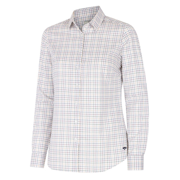Hoggs of Fife Ladies Callie Twill Shirt - White/Pink/Blue