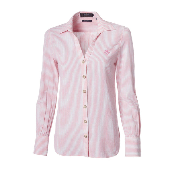 Holland Cooper Classic V-Neck Blouse - Pink Stripe