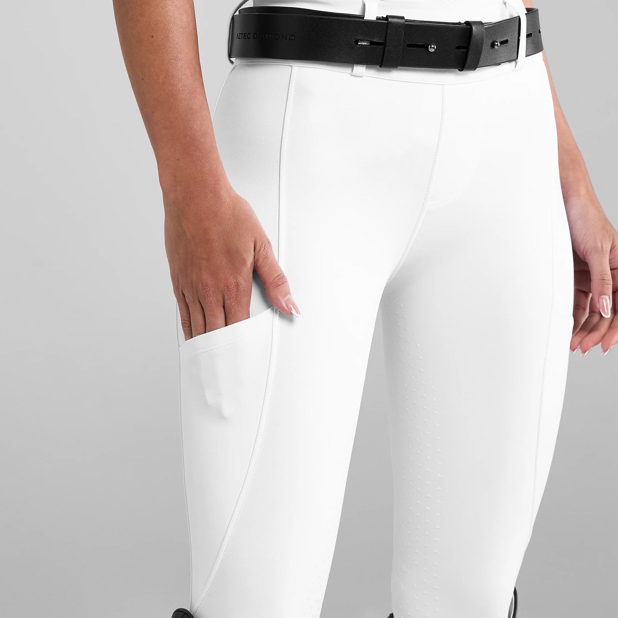 Aztec Diamond Full Seat Compression Breeches - White - R&R Country