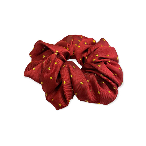 Hair Scrunchie - Pin Spot - Red/ Metallic Gold Red/Metallic one size