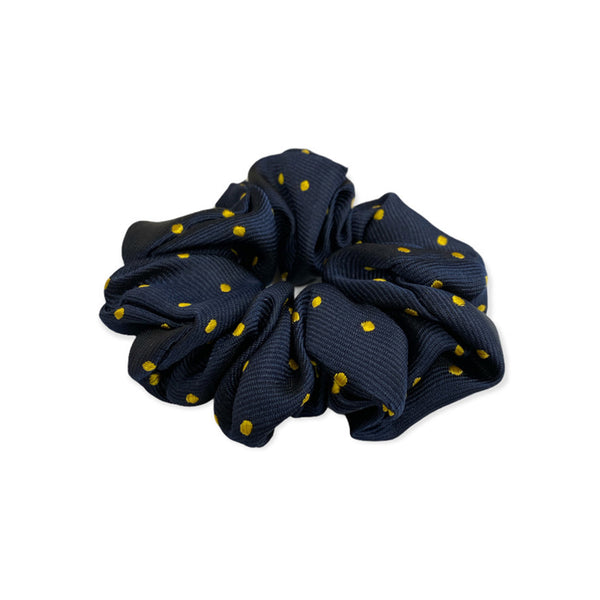 Polka Dot Hair Scrunchie - Navy/Gold