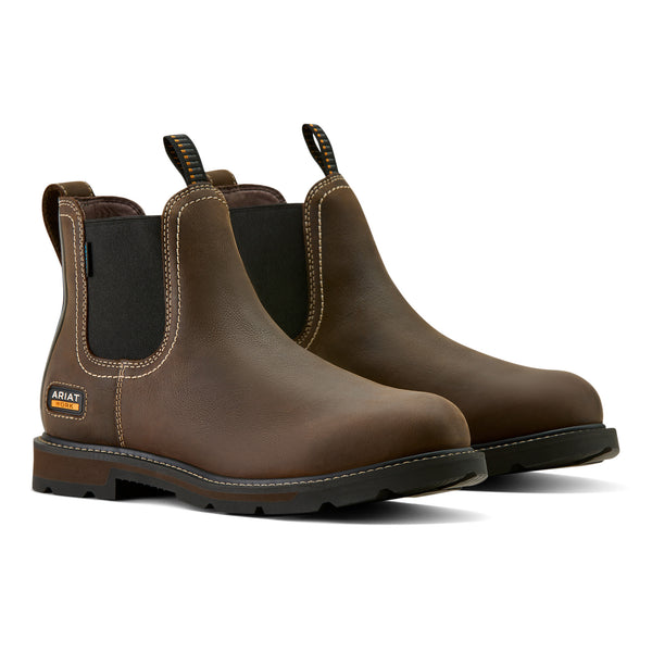 Ariat Mens Groundbreaker Chelsea H20 Work Boot - Dark Brown