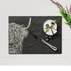 Selbrae House Slate Highland Cow Cheese Board and Knife Gift Set