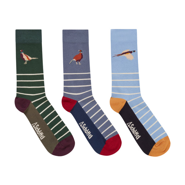 Schoffel Mens Bamboo Sock Box 3 Pack - Pheasant Mix