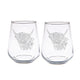 Selbrae House 2 Stemless Glasses - Highland Cow