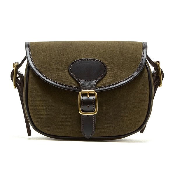 Chatham Leather and Waxed Canvas Cartridge Bag - Green/Dark Brown