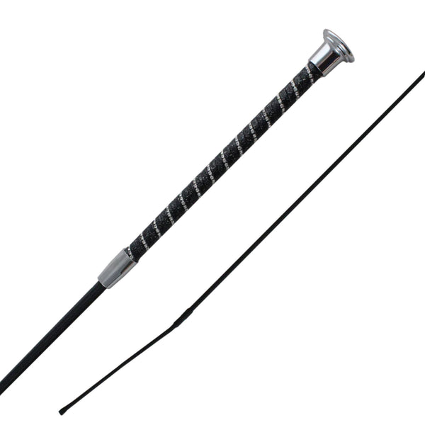 Woof Wear Twisted Dressage Whip - Black/SIlver