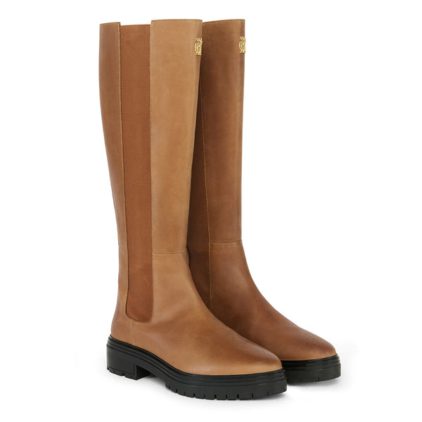 Holland Cooper Astoria Knee Boot - Vintage Tan Leather