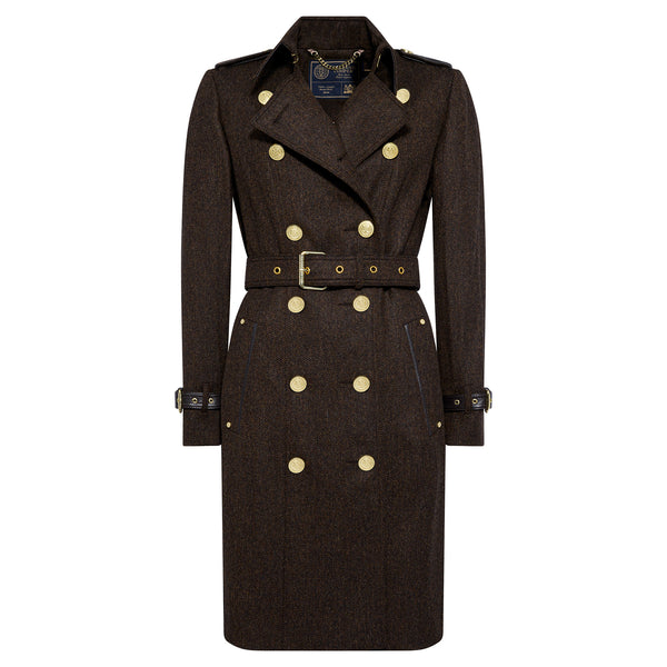 Holland Cooper Marlborough Trench Coat - Chocolate Herringbone