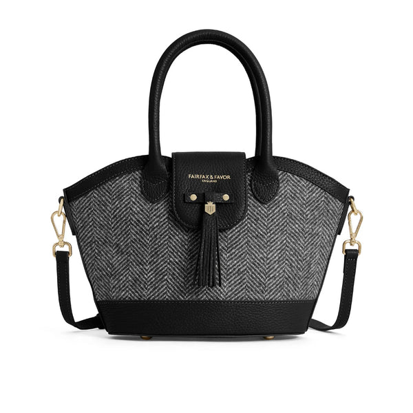 Fairfax and Favor Mini Windsor Tote Bag - Herringbone Black Leather