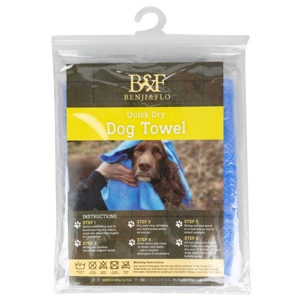 Benji and Flo Quick Dry Dog Towel - Blue one size