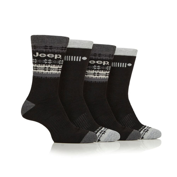 Jeep Mens Performance Boot Sock 4 Pack - Black/Charcoal