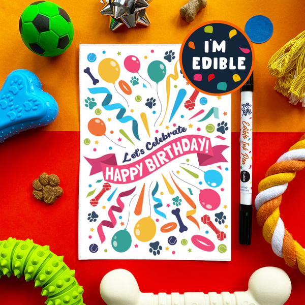Scoff Paper Happy Birthday Lets Celebrate Edible Card