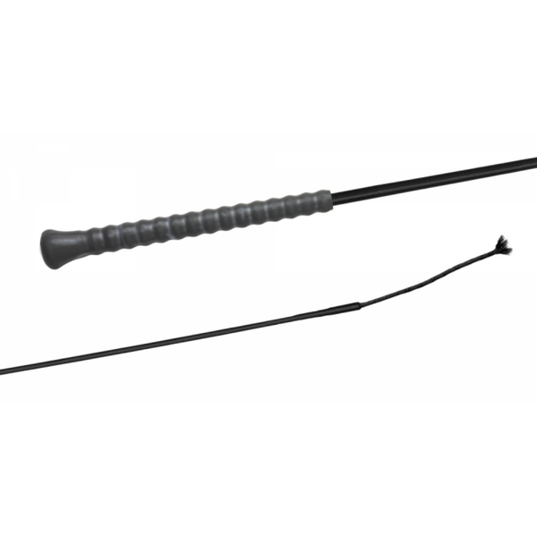 Fleck Dressage Nylon Rubber Handle Whip - Black