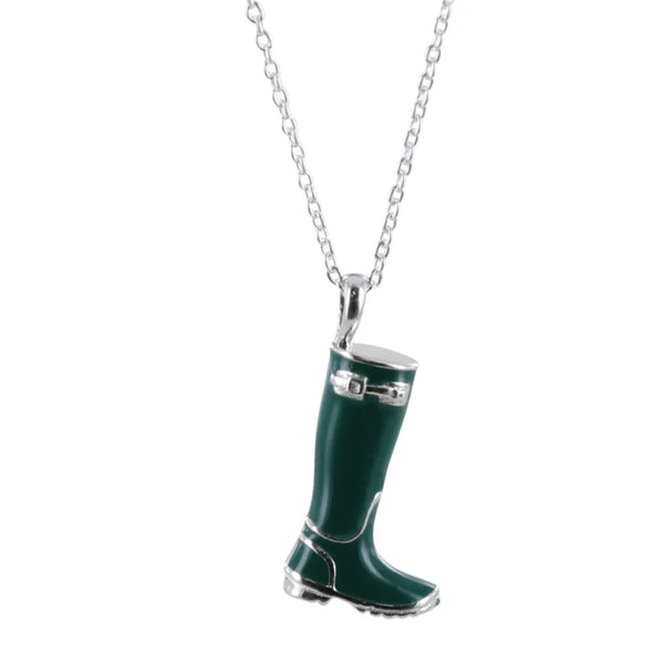 Reeves and Reeves Sterling Silver/Enamel Welly Necklace - Green