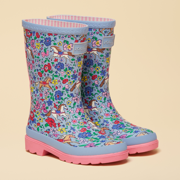 Joules Kids Welly Print - Blue Horse
