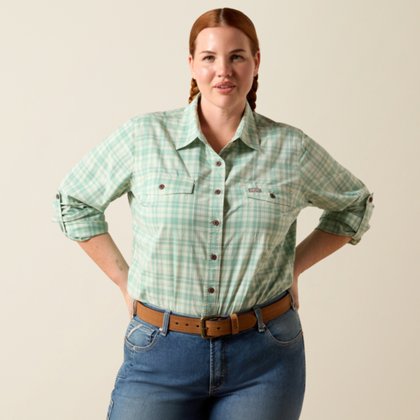 Ariat Ladies Made Tough Durastretch Work Shirt - Clearly Aqua