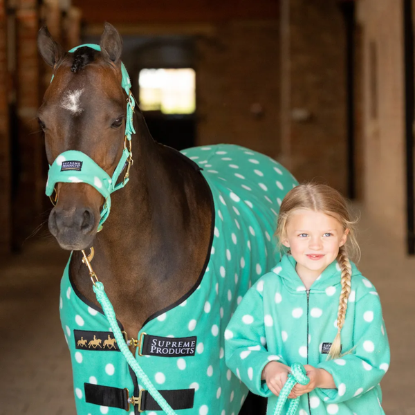 Supreme Products Dotty Fleece Head Collar and Lead Rope - Gorgeous Green