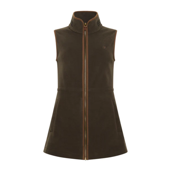 Holland Cooper Ladies Country Longline Fleece Gilet - Khaki