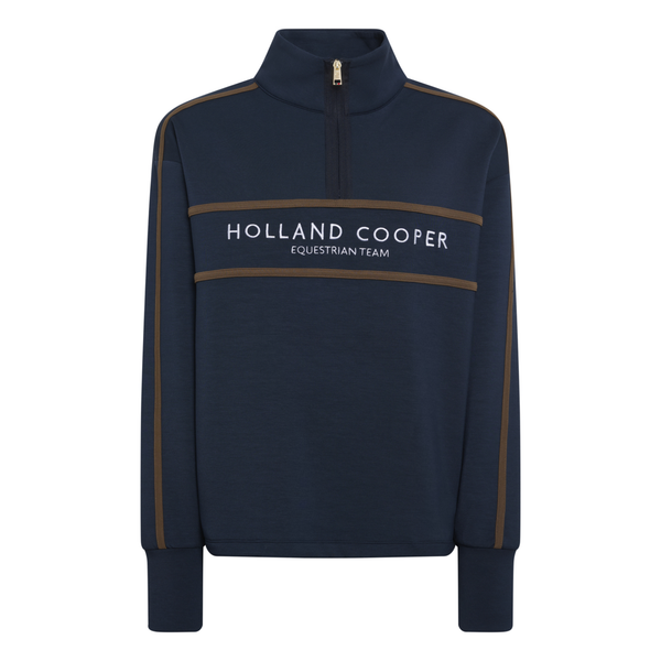 Holland Cooper Ladies Equestrian Quarter Zip Neck Sweat - Ink Navy