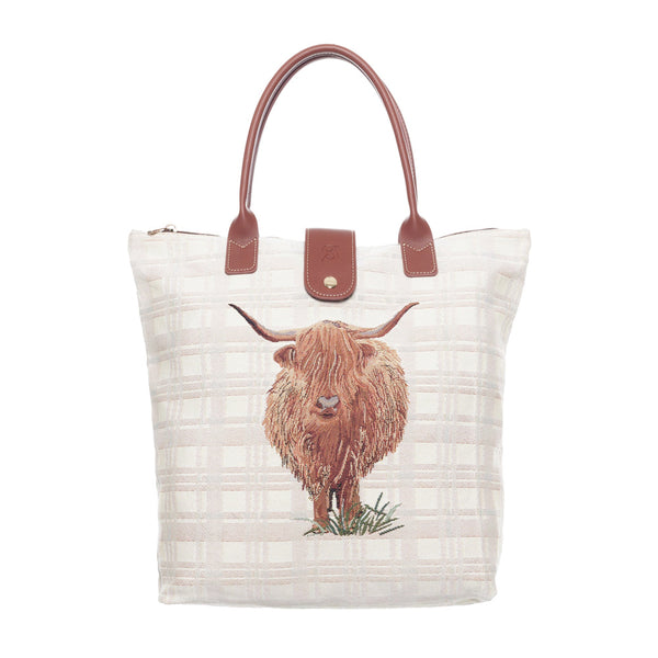 Signare Tapestry Highland Cow Folding Bag