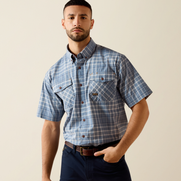 Ariat Mens Rebar Made Tough Durastretch Work Shirt - Dark Denim