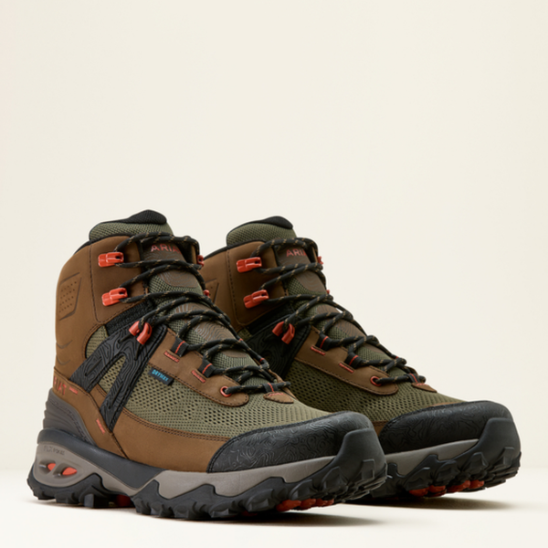 Ariat Mens Traverse Mid H2O Boot - Brown Bark/Evergreen
