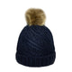 Ladies Knitted Hat with Fur Pom