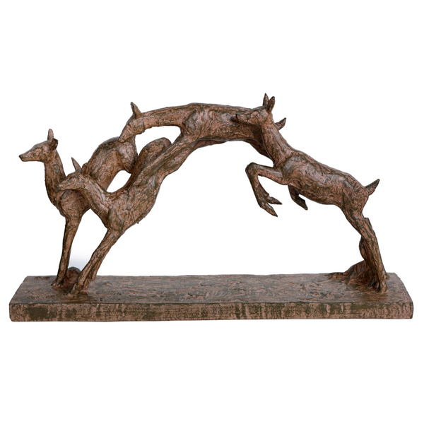 Rustic Woodland Leaping Fawns
