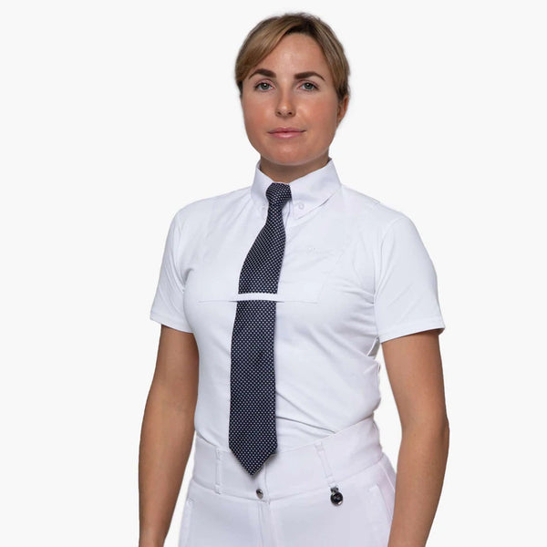 Premier Equine Luciana Ladies Short Sleeved Tie Shirt - White