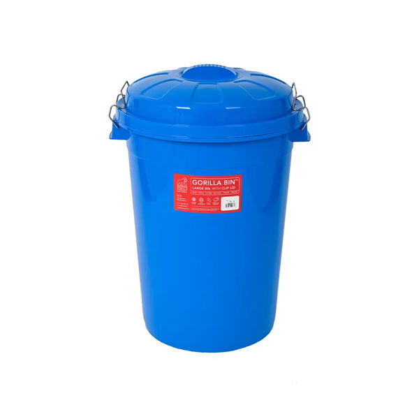 Red Gorilla Bin With Clip Lid 80 Litre - Blue