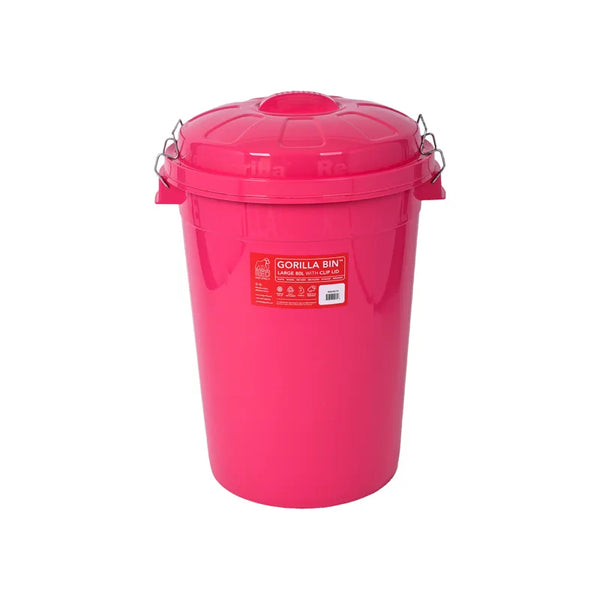 Red Gorilla Bin With Clip Lid 80 Litre - Pink