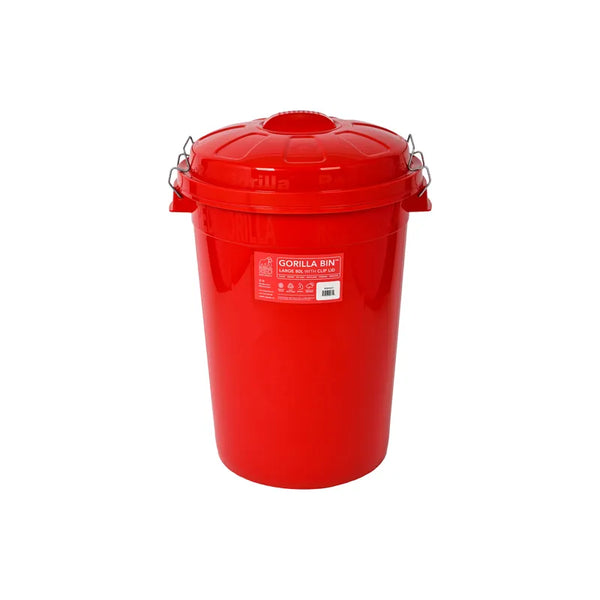 Red Gorilla Bin With Clip Lid - 80L - Red