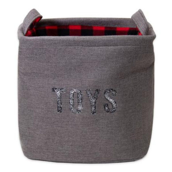 Rosewood Check Print Toy Basket