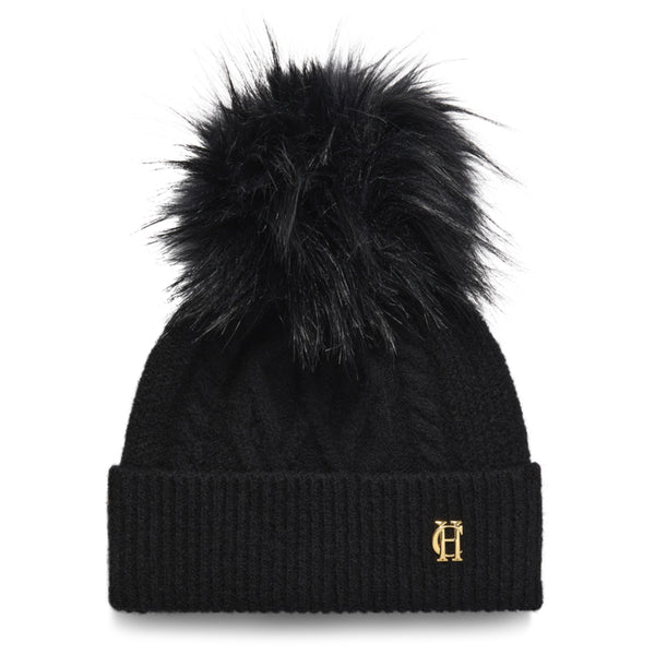 Holland Cooper Sloane Cable Bobble Hat - Black