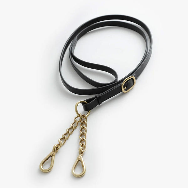 Premier Equine Leather Lead Rein with Chain Coupling - Black