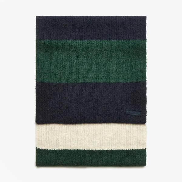 Joules Ladies Caversham Stripe Scarf - Green/Navy