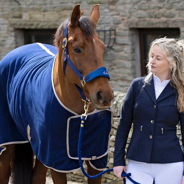 Cameo Suede Elite Headcollar & Leadrope - Navy