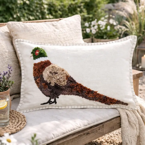 Aquarelle Home Parker Tufted Pheasant Cushion