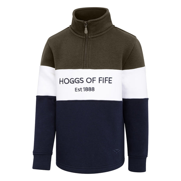 Hoggs of Fife Dumfries 1888 Junior 1/4 Zip - Forest/White/Navy