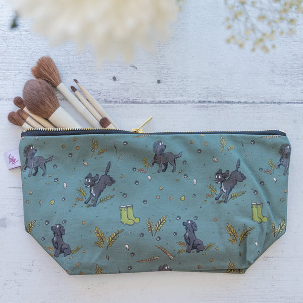 Emily Cole Black Spaniel Pattern Washbag